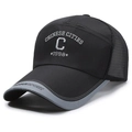 Berretto da baseball da uomo nero traspirante in mesh con ricamo per sport all'aperto - Regolabile / Nero