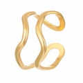 Adjustable double-layered golden wave ring with an organic matte finish for women - 18K Gold Plated Double Layer Wave Style (N-1100)