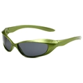 Gafas de sol deportivas Y2K futuristas con montura verde metálica y lentes oscuras - Montura Verde Lente Gris