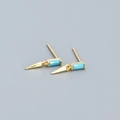925 silver stud earrings with square turquoise stone and golden spike pendant - Gold (Turquoise Stone)