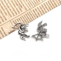 Silver cupid angel alloy pendant for DIY jewelry making with detailed relief texture - Angel-22x28mm-2.3g-11436