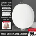 White round PE cutting board, 48cm diameter and 5cm thickness, durable and antibacterial - Diameter 48cm * Thickness 5cm / White