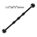 Black stainless steel industrial barbell with three diamond shapes and round screw balls - Black - 3 Diamonds