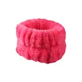Rose pink coral fleece wristband and headband set for washing face and skincare - Wrist Strap / Rose Red