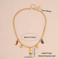 Collar de acero dorado con colgantes de chile y verduras, cadena de 40cm y extensión de 5cm - 3# Collar de chile rojo / Dorado