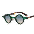 Retro punk sunglasses with translucent green frames and tortoiseshell temples - Green Frame Leopard Legs Gradient Tea Lens