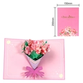3D handmade carnation popup greeting card with pink envelope, size 150x200mm - Bronzing Carnation Bouquet