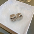 Silver wrinkled metal earrings with lava texture shown in a premium jewelry gift box - Silver Irregular Wrinkled C-Shape (82#)