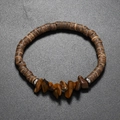 Bracciale boho in occhio di tigre e guscio di cocco con accenti di pietra naturale - Occhio di Tigre