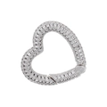 Macro detail of heart-shaped jewelry clasp with white zircons in silver-plated brass - Silver Heart