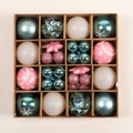 Blue and pink Christmas ornaments set with snowflake patterns and star shapes in box - Pink + Blue 42PCS Gift Box Set
