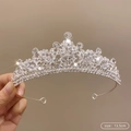 Elegant 13.5cm bridal tiara in silver finish with sparkling white rhinestones - 24# Ice Snow Branch Crown (13.5cm)
