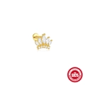 Clou d'oreille couronne en argent sterling S925 avec zircon marquise finition dorée - Forme de Couronne #7 / Or