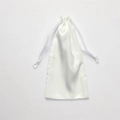 Elegant white satin drawstring gift bag with a smooth silk-like finish and ribbon ties - No.16 White