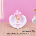 Pink sleeping angel girl ornament with large white wings, dimensions 10.2x7.8x9.5 cm - 16B Pink Wings Wrapped Style (16B)