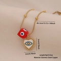 Gouden slangenketting met rode kubus en wit hart hangers met boze oog motief - Rood Evil Eye Wit Hart (4#Rood)
