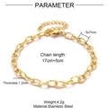 18K gold plated stainless steel O-chain bracelet with textured links and dimensions - 1.2mm Embossed Cross / Gold