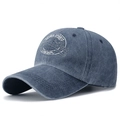 Berretto da baseball in cotone lavato blu navy con ricamo bianco stile vintage retrò - Regolabile / Blu navy