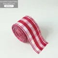 6.3cm Red and white plaid Christmas ribbon roll in classic Scottish tartan style - 2 Meters / 6.3CM Wide Red and White Striped Plaid Ribbon
