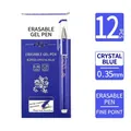 Set of 12 crystal blue erasable gel pens with 0.35mm fine needle tip for school - Floral Series / 0.35mm / 12 Pieces / Blue