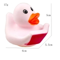 Pink rubber duck toy reading a red book with product dimensions and weight details - Pink Reading Duck