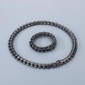 Conjunto de joyería para hombre cadena de hueso de dragón con collar y pulsera acero - Set Negro Mate