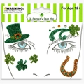 Green and gold glitter clover face stickers for St. Patrick's Day party makeup - Clover Hat Horseshoe