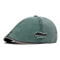 Gorra plana vintage verde lavado con bordado Natural y lona de estilo retro - Verde Oscuro
