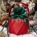 Bolso de Cuero de Navidad Estilo Hexagonal (SDPB-001) / Bolsa de regalo de manzanas navideñas / Burdeos
