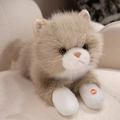 Chat en peluche réaliste à poils longs gris et blanc avec fonction sonore intégrée - Brun