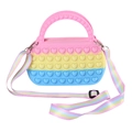 Pink yellow blue tricolor silicone heart pop-it crossbody bag with adjustable strap - Pink Yellow Blue With Strap