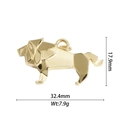 Detailed view of a gold origami lion pendant with dimensions 32.4mm by 17.9mm - Gold Origami Lion