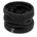 Zwarte gebreide nekwarmer voor dames met zachte fleecevoering en subtiel merklabel - Heren nekwarmer - Zwart (fleece gevoerd)