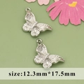 Silver bow-shaped pendant with fine micro-pavé diamonds, DIY jewelry accessory - ME5606B - Silver Butterfly - 1pc