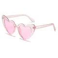 Pink heart shaped glitter sunglasses with retro transparent frame and metal hinges - Glitter Pink Frame Pink Lens