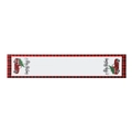 Christmas table runner with red truck and tree design on red black buffalo plaid border - Car Style
