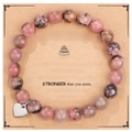 Bracelet en perles roses avec cœur argenté sur carte de 13ème anniversaire - Bracelet en Pierre Rhodonite + Carte Happy Sweet 13