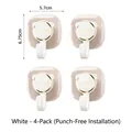 Set of 4 white adhesive wall hooks with HOOK text for drill-free storage in kitchen - Set of 4 / Water White - Cat Hook