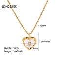 Französische Vintage Gold-Gliederkette mit Herzanhänger und weißem Emaille-Inlay - Gold