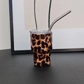Mini 3oz leopard print stainless steel tumbler cup with clear lid and metal straw - Gold Leopard Print