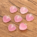 Pendentifs cœur rose dégradé dépoli avec crochets argentés pour bijoux DIY - Cœur Dégradé No.4