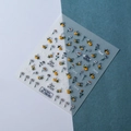 Détails macro de stickers ongles 5D embossés avec abeilles jaunes et marguerites blanches - Style de Relief Abeille Marguerite (FEB-350)