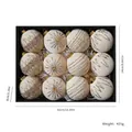 Set di 12 palline di Natale in velluto beige con decorazioni glitterate oro in scatola - Oro champagne