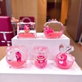 Detailed view of Lotso strawberry bear liquid glitter charms in various creative acrylic shapes - 1 Piece / Cartoon Bear Combo (Pink)