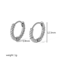 Boucles d'oreilles créoles torsadées argentées, diamètre 12,3mm et épaisseur 1,8mm - Style anneau torsadé argenté (TE6219-12-S)