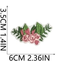 Macro detail of rose flower embroidery patch with size dimensions 6cm x 3.5cm - Pink Rose