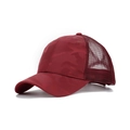 Women's dark red camouflage ponytail mesh cap with breathable back and curved brim - One Size / Burgundy