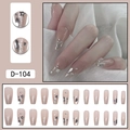 Sparkling nude press-on nails with silver stars and 3D rhinestones set of 24 pieces - Nude Pink Glitter Irregular Diamond Style (D-104) / 24 Pcs/Set