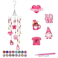 DIY Valentijnsdag Diamant Schilderij Windgong Set met hart LOVE motieven en roze kristallen - LOVE Kabouter Telefoon Stijl