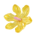 Detailed macro view of a large vintage hollow metal flower ring with gold and pink accents - Yellow Ring